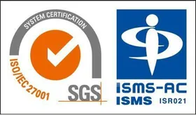 SGS による ISO/IEC 27001 認証および ISMS-AC 認定シンボル